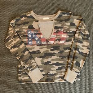 Lucky Brand Graphic Camo Sweatshirt